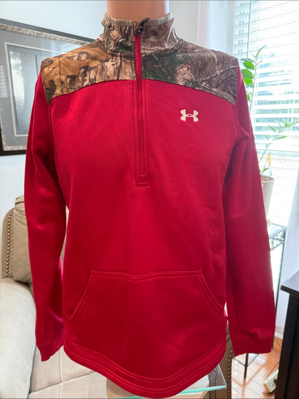 Under Armour women's coldgear 1/4-zip pullover sweatshirt with a kangaroo pocket